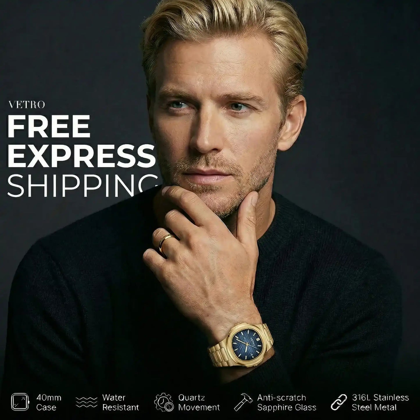 Vetro Nautilus Golden I 40mm